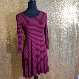 Mini burgundy black stripe dress